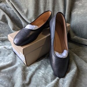 New Madewell Alana Ballet Flat Black Leather